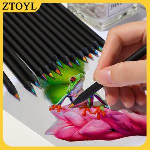 ZTOYL  1PC 7 màu gradient cầu vồng bút chì Jumbo màu bút chì nhiều màu bút chì cho nghệ thuật vẽ màu phác thảo ngẫu nhiên