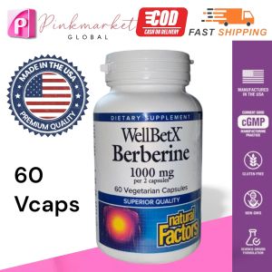 Berberine Supplement for Blood Sugar & Cholesterol | Natural Factors WellBetX 1000mg | 60/120 Vegetarian Capsules