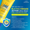 LUXE ORGANIX 6 in 1 Maxshield Active Ultra Sheer Face and Body Sunscreen 100ml. 