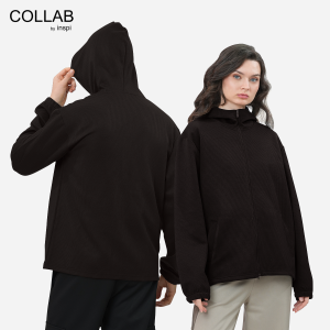 COLLAB by Inspi Textured Hoodie Jacket for Men & Women with Pockets Full Zipped Longsleeve Sweater Collection Menswear Korean Pullover