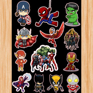 Stiker kartun Super Hero chibi isi  13 pcs