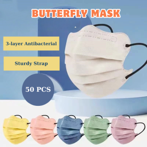 50 Butterfly Masks 3-Layer Dust Masks V-Mask Designed for UV Protection Prevent Bacteria Water Proof Masks