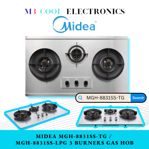 MIDEA MGH-8831SS STAINLESS STEEL 3 BURNERS GAS HOB + 2 YEAR WARRANTY