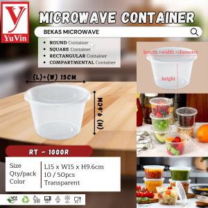 Felton Microwave Round Container With Lid/RT300R/RT750R/RT1000R/BRT750R/BRT1000R Bekas Makanan Tapau
