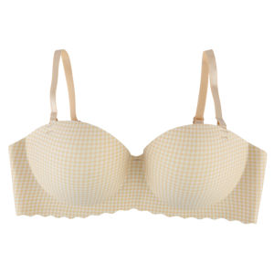 ChoiFoo [จัดส่งจากประเทศไทย] ชุดชั้นในสตรี ลายลายสก๊อตหวานบรา ไม่มีขอบเหล็ก ไม่มีรอยต่อบรา อากาศเย็นสบายในฤดูร้อนบรา ชุดชั้นในนุ่มสบายบรา