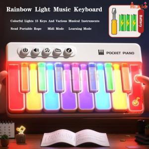 [SG Seller]Pocket Piano Kids Electronic Keyboard Rainbow Light Up Piano Portable Music Toy