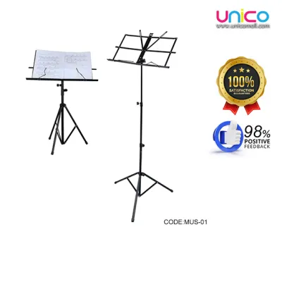 Music Stand Dual-Use – Desktop & Floor Sheet Book Stand with Clip Holder & Carry Bag