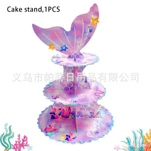 Cross-border mermaid theme party cake stand childrens birthday party supplies disposable cake stand party decoration