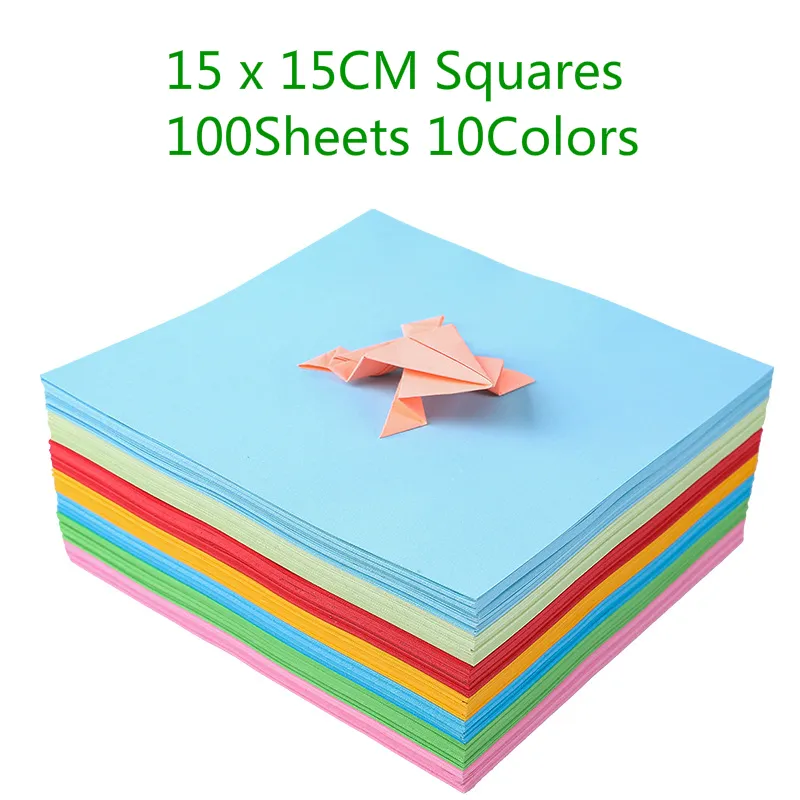 Lot de 100 feuilles de papier origami carrées double face 15,2 x 15,2