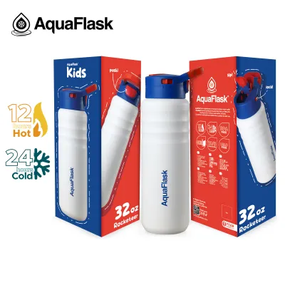 AquaFlask Kids Straw Sip (12oz/24oz/32oz) Wide mouth Vacuum Insulated Stainless Steel Drinking Water Bottle