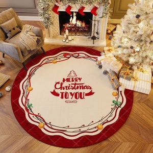 Christmas Round Carpet Non Slip Crystal Velvet Washable Xmas Tree Skirt Swivel Chair Mat Bedroom Living Room Decor Floor Mat