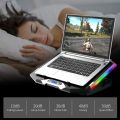 ICE COOREL Gaming Laptop Cooler RGB 6 Silent LED Fans Powerful Air Flow Portable Adjustable. 