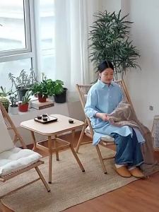 Indoor and outdoor dual-purpose garden rattan sofa sun protection small unit balcony iron woven double folding chair lazy sofa