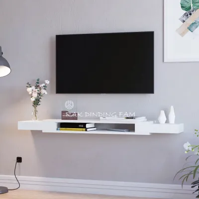 Rak TV / Meja TV Dinding Minimalis Kayu Gantung Dekorasi Rumah 006