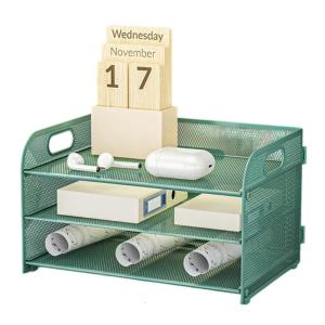 3 Tiers Metal Desk Organiser Paper Storage Letter Tray Desk Storage Organiser Filing Trays for Home Office School