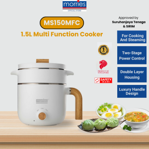 Morries 1.5L Multi-Use Electric Cooker 2 Power mode slection Non Stick Easy to Clean - MS1500MFC