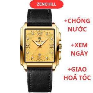 Đồng hồ nam dây da chống nước đồng hồ thời trang nam mặt vuông cá tính