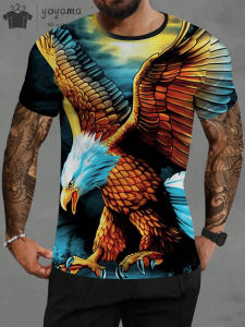 Vintage Animal Eagle Tshirts for Men 3D Printed Casual Fashion Outfits Streetwear O Neck Oversized Mens T-Shirts