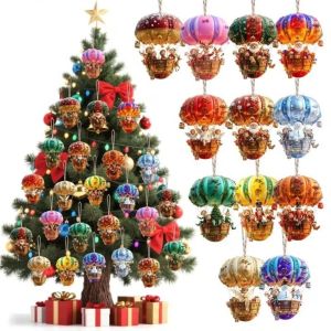 SHUBA Flat Printed Wooden Hanging Ornaments Flat 2D Flat Christmas Hanging Ornaments Holiday Theme Santa Claus Pattern Christmas Ornaments Indoor Xmas Layout
