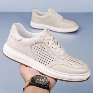 Free Shipping First-Layer Cowhide Breathable Casual MenS Shoes Genuine Leather Sneakers Comfortable For Middle-Aged And Elderly Wear Summer Sandals