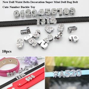 YUDESHUI 10pcs Siêu nhỏ Khóa thắt lưng búp bê Số Màu bạc Dây trang trí túi xách  Đồ chơi trẻ em Phụ Kiện Quần Áo Búp Bê Búp bê bông 20cm
