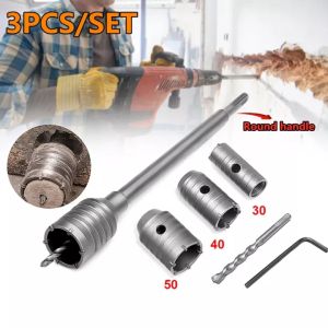 VARIER 3PCS/SET 30/40/50MM Sds Plus Shank Hole Saw Cutter Concrete Cement Stone Wall Drill Bit With Wrench