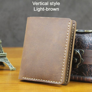 Handmade Vintage Crazy Horse Genuine Leather Men Wallet Men Purse Leather Short Card Wallet for Male Money Clips Money Bag2026