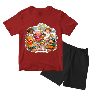 Baju Kaos Setelan Motif Hari Raya Lebaran Distro Anak Laki Laki Edisi Ramadan Muslim 1 - 10 Tahun