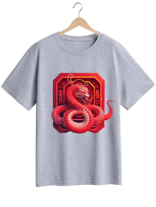 Kaos Pria Wanita Gambar 3D Premium Katun 24s Ular Imlek Merah H0514 By Hans & Co