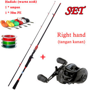 Baitcasting Fishing Reel Casiting Fishing Rod Set Material Berkualitas Carbon Fiber Fishing Pole Pancing Metal Spool Max Drag 8kg Reel Pancing Lempar Umpan Pancing Pengiriman Combo Joran Casting BC Dan Reel 1.65m/1.8m Joran Pancing  Gulungan Kabel
