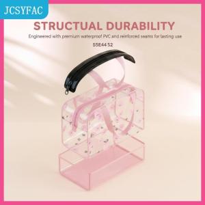JCSYFAC  1Pcs Xách Tay Mỹ Phẩm Organizer Công Suất Lớn Trong Suốt PVC In Túi Vệ Sinh Cá Nhân Du Lịch Vệ Sinh Cá Nhân Make up Túi