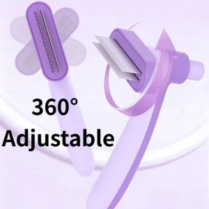 FB5G Double Row Pet Comb Massage Function Adjustable Dog Hair Comb Hair Removal Tool Self Cleaning Dog Brush Dogs