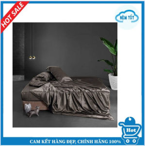 SALE Chăn ga phi lụa Thái Tuấn màu xám đậm bộ 4 món 5 món chăn chần bông cao cấp loại 1 vải không nối - Nệm Tốt HCM