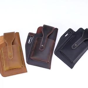 Best-selling sports tactical key pouch cross-border crazy horse leather phone waist bag vintage genuine leather mens waist bag