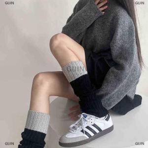 💝【Low price】💝GUIN ปลอกขาแบบเย็บสีตัดกันถุงเท้าให้ความอบอุ่นหลากสีเรียบง่ายและอเนกประสงค์