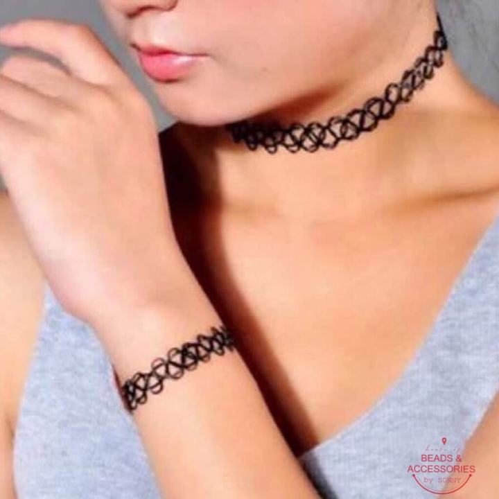 90s Black Tattoo Choker Rings set of 3 or Bracelet or Choker - Etsy India