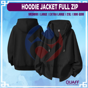 Print Digital QUAFF Hoodie Jacket Full Zip Black for Men and Women