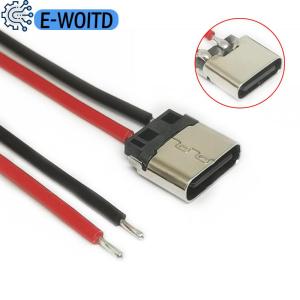 E-WOITD 5pcs USB Type-C 2P Welding Wire Female Connector Cable For Mobile Phone Charging