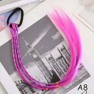 Synthetic Colorful Braids Hair Extensions With Rubber Bands Rainbow Braided Ponytail Hairpieces Hair Accessories For Kids Girls