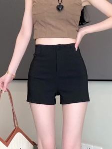 AMMIN กางเกงเอวสูงแฟชั่นผ้ายืดติดกระดุมใหม่2024ฤดูร้อนกางเกงผู้ชายขาสามส่วนยางยืดสำหรับเวอร์ชันผู้หญิงเกาหลี