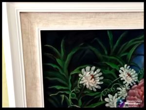 Lukisan Cat Minyak Kanvas Ukuran 70x50cm Lebar Pigora 12cm Lukisan Bunga Lukisan Rumpun Bunga Hiasan Dinding Pajangan Dinding Dekorasi Rumah Lukisan Karya Pelukis HanDini