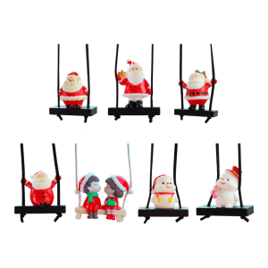 Holiday Themed Swinging Santa Car Mirror Hanger Durable Resin Decoration For Christmas Decoration