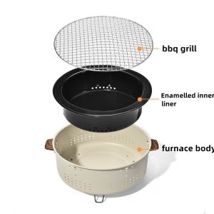 DAILYGO smokeless Charcoal Barbecue Grill Outdoor camping Portable Household Korean BBQ pan Stove stainless