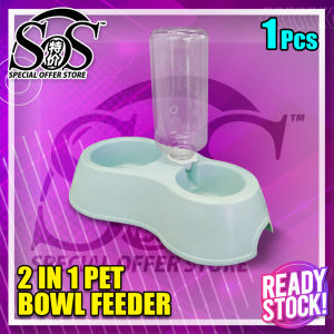 2 IN 1 Pet Bowl Feeder With Auto Refill Water Feeder Set Cat Dog Bowl Feeder Mangkuk Makanan Kucing 2合1宠物喂食婉和自动饮水器