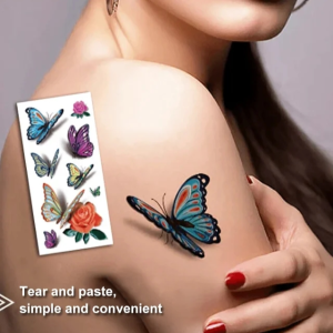 Butterfly Herbal Tattoo Stickers Waterproof Womens Long-lasting Flower Snake Design Cover Scar Tattoo Decals Home Decor