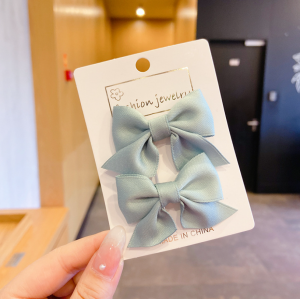 Set 2 Kẹp Tóc Nơ Trơn Cho Bé Gái Dễ Thương Kẹp Tóc Phong Cách Công Chúa Cho Bé Gái - BEYOU