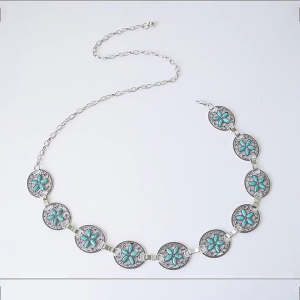 Western Turquoise Belt Conchos Chain Chain Belt For Women Waist Chain Belt Belly Chain For Dress Turquoise Waist Chain