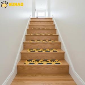【N2HAO】 Stairs Caution Safety Stickers Bright Visual Warning Step Decals for Home Workplace Kindergarten Hallway