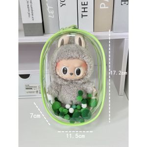 SG Seller PVC Labubu V1 V2 Protective Bag Doll Thickened dust prevention Transparent Portable Cable Organizer Box Zipper Labubu Doll Bags Transparent