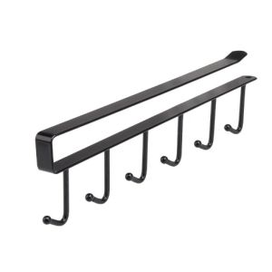 Giá treo đồ đa năng 6 móc cài dưới kệ tủ bằng thép không gỉ để cốc dao thìa khăn túi mũ CINDY